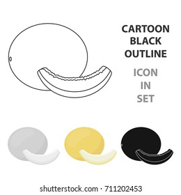 Melon icon cartoon. Singe fruit icon.