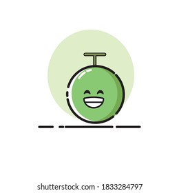 Melon icon cute vector illustration laughed expression two teeth