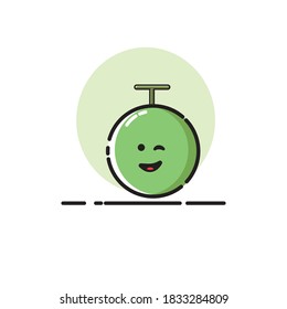 Melon icon cute vector illustration eye wink expression