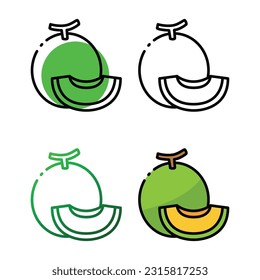 Diseño de iconos de melón en cuatro colores de variación