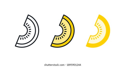 Melon icon. Linear color icon, contour, shape, outline. Thin line. Modern minimalistic design. Vector set. Illustrations of fruits