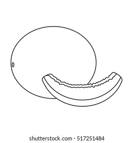 Melon icon in outline style isolated on white background. Fruits symbol stock vector illustration.