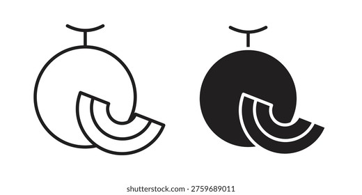 Melon icon set in flat and line style vectors
