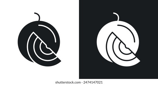 Melon icon set. Watermelon slice vector symbol. Honeydew icon.
