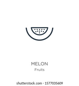 Melon icon. Thin linear melon outline icon isolated on white background from fruits collection. Line vector sign, symbol for web and mobile