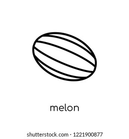 melon icon. Trendy modern flat linear vector melon icon on white background from thin line Fruit and vegetables collection, outline vector illustration