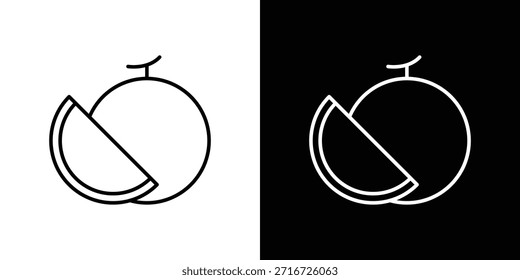 Ícones de melão vetor preto e branco, conjunto de ícones de linha.