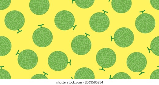 Melon illustration background. Seamless pattern.Vector. 