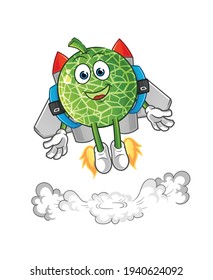 melon with jetpack mascot. cartoon vector