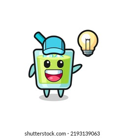 melon juice character cartoon getting the idea , cute style design for t shirt, sticker, logo element
