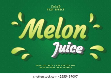 Melon juice editable text effect style 3d. Perfect for business or product promotion about juice fresh drink.