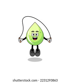 melon juice mascot cartoon is playing skipping rope , character design