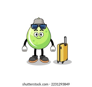 melon juice mascot doing vacation , character design