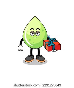 melon juice mascot illustration giving a gift , character design