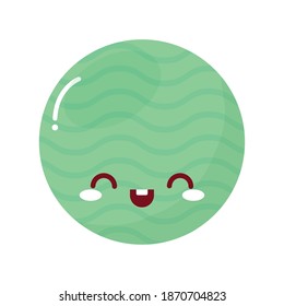 melon kawaii fruit with a smile on white background vector illustration design