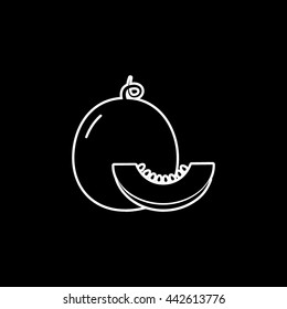 Melon Line Icon On Black Background