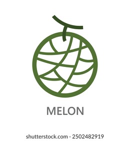 melón, Ilustración vectorial de icono de línea de melón. Icono de Vector de línea sobre fondo blanco. Elemento de diseño de alta calidad. Trazo de estilo lineal editable. Icono de Vector.