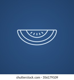 Icono de línea de melón para web, móvil e infografía. Icono azul claro del vector aislado en fondo azul.
