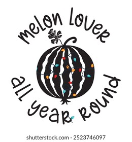 Melone Liebhaber das ganze Jahr über, groovige Vintage Retro-Wellen-Grafik-Design