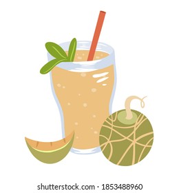 Melon milk illustration in vector isolated on white background