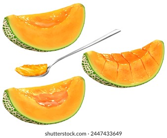 Melon with orange flesh. It is cut into easy-to-eat sizes.