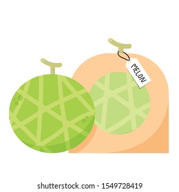 Melon in Paper box. Melon vector. melon on white background. symbol. Paper box.