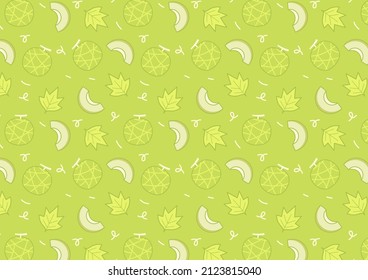 Melon pattern wallpaper. Melon on green background. Melon icon vector.