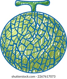 Melon pencil colour child scribble style illustration