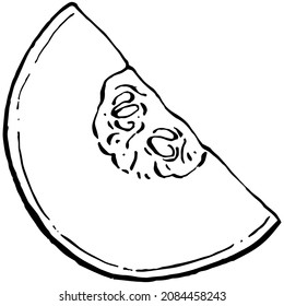 Melon realistic vector sketch. Decorative retro style collection hand drawn farm product for restaurant menu, market label, logo, emblem and  kitchen design. Decoration for food packaging.