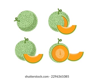 Melón. La mitad del melón verde con pulpa de origen.