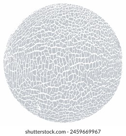 Textura de piel de melón cerca. Silueta redonda. Estructura de piel agrietada. Vector monocromo fondo blanco y negro