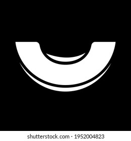 Melon slice dark mode glyph icon. Cut piece of fresh fruit. Nutrient food. Recipe ingredient. Grocery product and foodstuff. White silhouette symbol on black space. Vector isolated illustration
