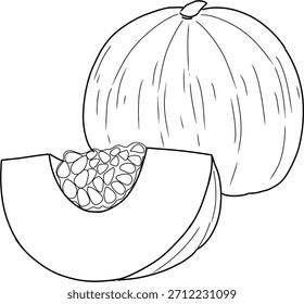 Melon Slice Contorno Esboço ilustração