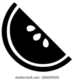 Melon slice, sweet and delicious fruit, vector, illustration in black and white color, isolated on white background 