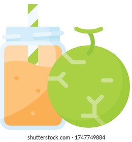 Melon smoothie icon, Beverage flat style vector illustration