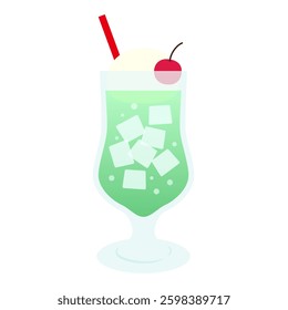 Melon soda with cherries and ice cream