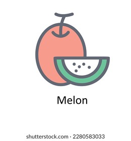 Melon Vector  Fill outline Icons. Simple stock illustration stock