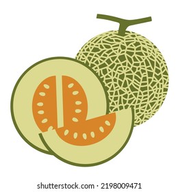 Melon vector. melon on white background. wallpaper. symbol. logo design. melon poster.