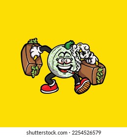 melon vector smoking joint hold nug weed cartoon