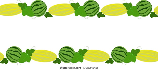 Melon and watermelon border pattern seamless on white background