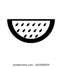 Icono de trozo de melón o sandía en línea. Cantaloupe, jugoso símbolo de frutas tropicales.