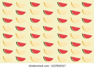 a melon and watermelon summer background illustration