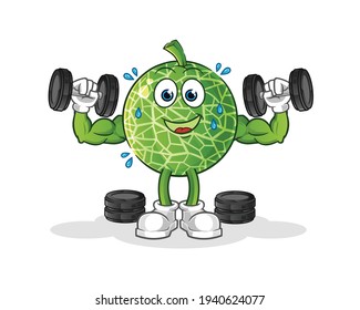 melon weight training illustration. character vector