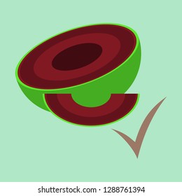 Melon. Whole and pieces. Sweet fruit. Flat vector icon.