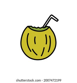 melon with wine doodle icon, chilean traditional summer drink, vector illustration
