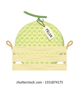 Melon in wood crate. Melon vector. melon on white background. symbol. Wood Crate.