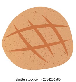  Melonpan - classic Japanese sweet bread covered in a thin layer of crisp biscuit crust with grid line pattern on top.