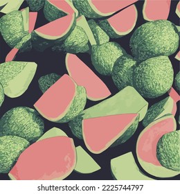 Melonen, Melonen-Hintergrund-Vektorgrafik-Zeichnung
