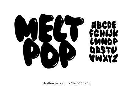 melt cartoon style font type alphabet. Street Art graffiti style letters vector set