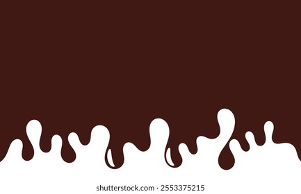 melt chocolate background. dripping chocolate illustration for banner or packaging design. glossy flowing chocolate vector wavy background.